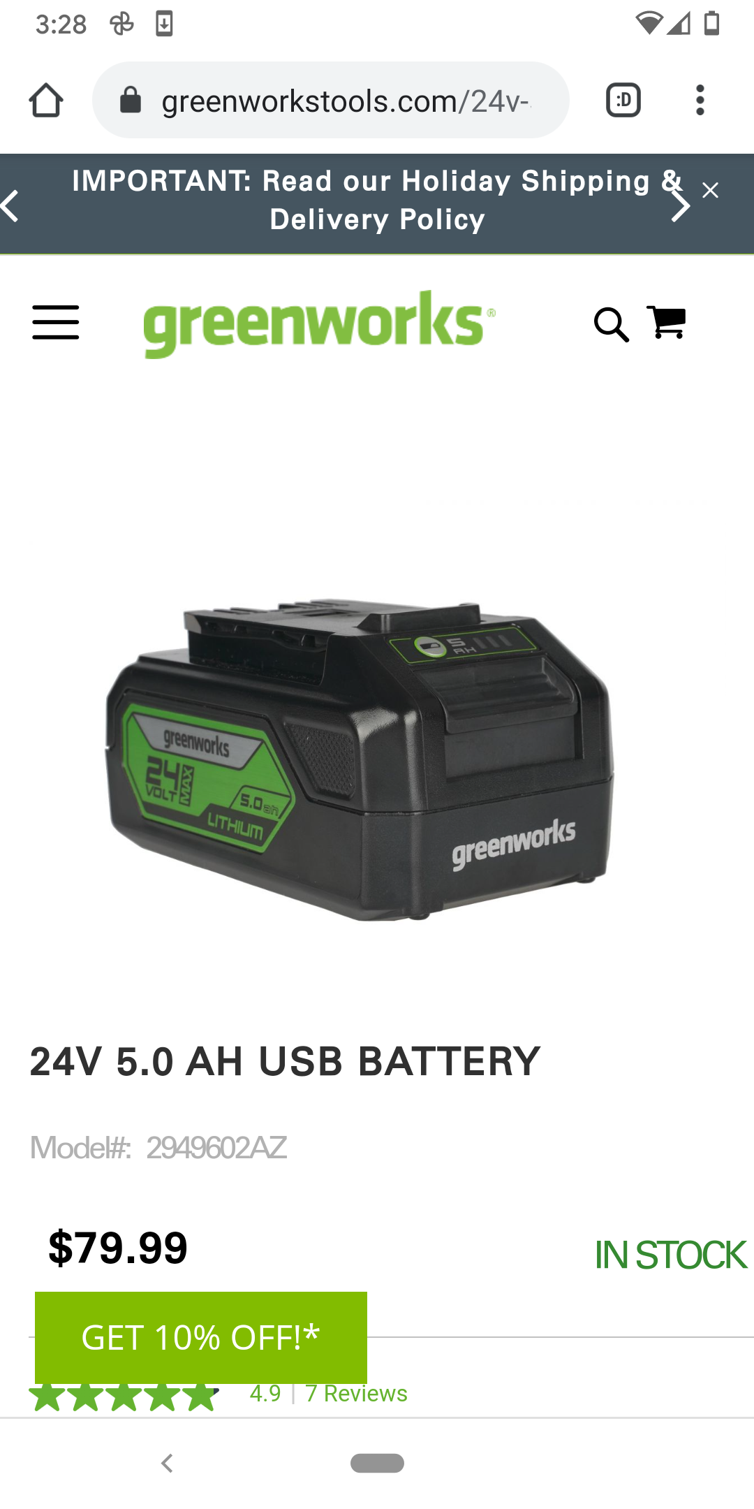 XT adapter for Greenworks 24V or strikemaster or creabest battery